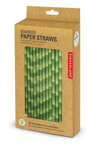 Popotes de papel modelo bambú 144 pzas