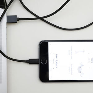 Super cable de carga negro entrada Micro / iPhone 2 en 1