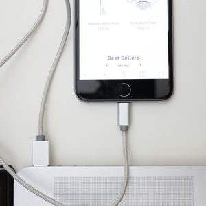 Super cable de carga plata entrada Micro / iPhone 2 en 1