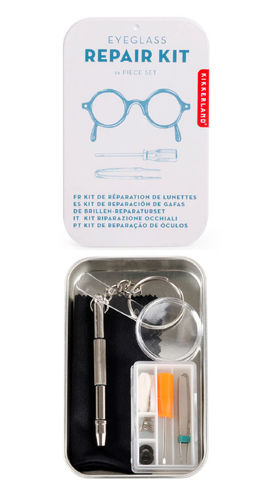 Estuche de latón con accesorios para reparar lentes