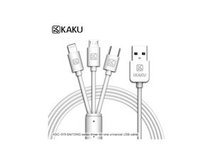 Cable USB 3 en 1 (Lighting)  Android / Tipo-C Carga Rápida 2.4 A-2m KAKU KSC-421 Blanco