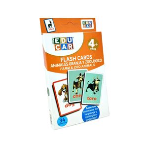 Flash Cards Animales Granja y Zoológico (Bilingüe / 34 pzas.)