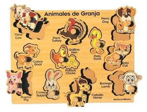ROMPECABEZAS ANIMALES DE GRANJA / MADERA 11 PZS.