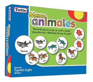 MEMO ANIMALES ESPAÑOL-INGLES 48 FICHAS