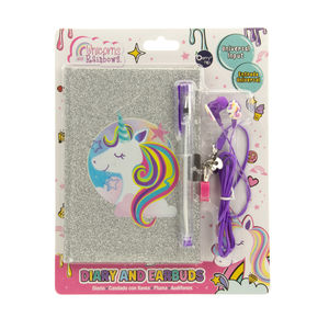 Diary And Earbuds Unicorns And Rainbows