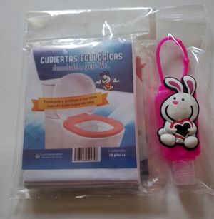 Kit Infantil de Prevención de Salud (10 cubiertas ecológicas desechables para WC / 8 manteles desechables / un gel para manos)