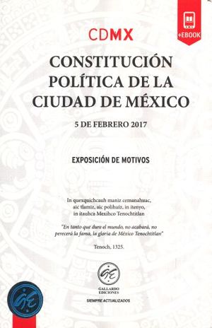 CONSTITUCION POLITICA DE LA CIUDAD DE MEXICO 2018 (INCLUYE E BOOK)