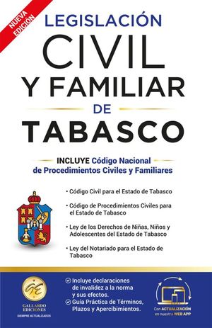 Legislación civil y familiar Tabasco esencial 2024