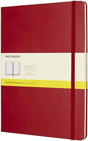 Moleskine libreta extra grande rojo escarlata hoja a cuadros / Squared Notebook / Pd.