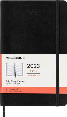 Agenda Moleskine diaria 2023 (color negra / tamaño grande)