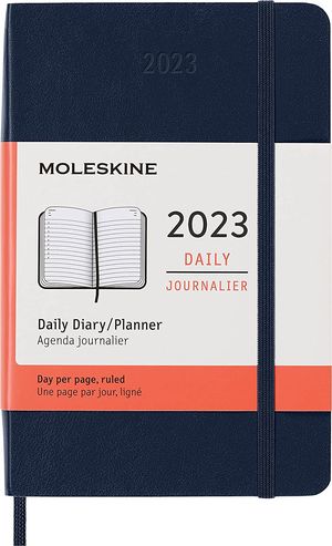 Agenda Moleskine diaria 2023 (color azul / tamaño bolsillo)