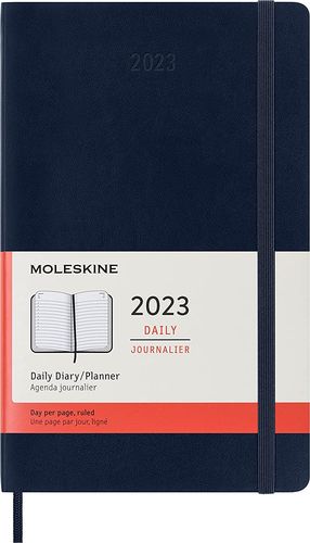 Agenda Moleskine diaria 2023 (color azul / tamaño grande)