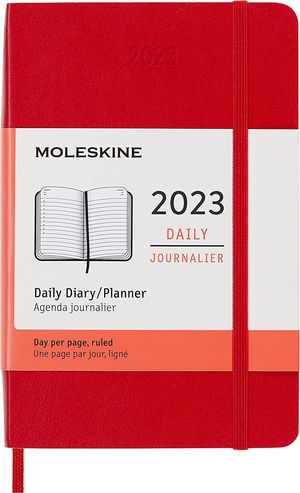 Agenda Moleskine diaria 2023 (color roja / tamaño bolsillo)