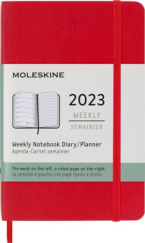 Agenda Moleskine semanal 2023 (color roja / tamaño bolsillo)
