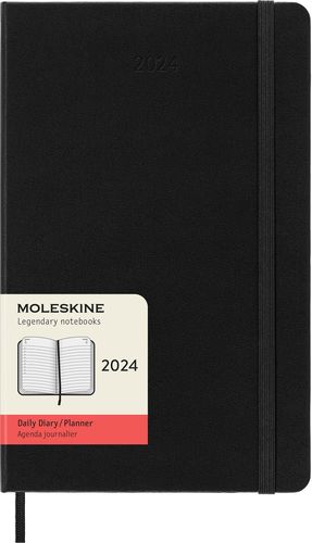 Agenda Moleskine diaria 2024 / Pd. (color negro / tamaño grande)