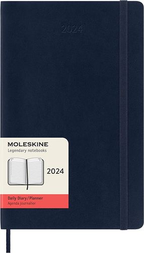 Agenda Moleskine diaria 2024 (color azul zafiro / tamaño grande)