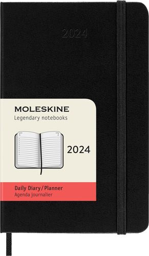 Agenda Moleskine diaria 2024 (color negro / tamaño bolsillo)