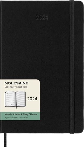 Agenda Moleskine semanal 2024 / Pd. (color negro / tamaño grande)