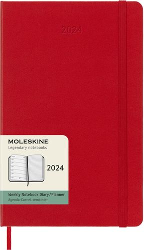 Agenda Moleskine semanal 2024 / Pd. (color rojo / tamaño grande)