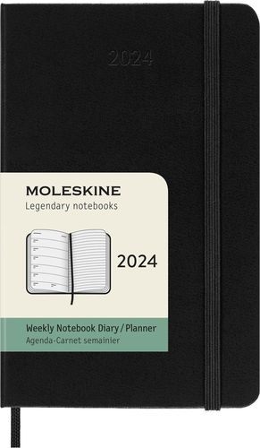 Agenda Moleskine semanal 2024 / Pd. (color negro / tamaño bolsillo)