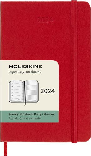 Agenda Moleskine semanal 2024 / Pd. (color rojo / tamaño bolsillo)