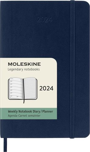 Agenda Moleskine semanal 2024 (color azul zafiro / tamaño bolsillo)
