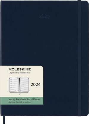 Agenda Moleskine semanal 2024 / Pd. (color azul zafiro / tamaño extra grande)