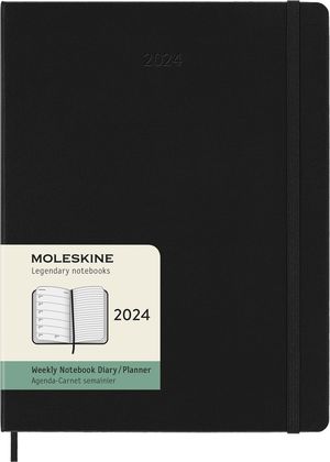Agenda Moleskine semanal 2024 / Pd. (color negro / tamaño extra grande)