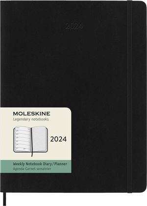 Agenda Moleskine semanal 2024 (color negro / tamaño extra grande)