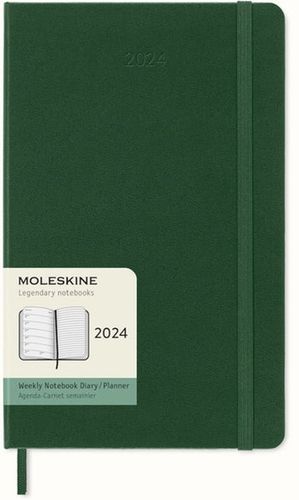 Agenda Moleskine semanal 2024 / Pd. (color verde mirto / tamaño grande)