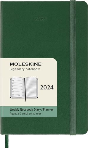 Agenda Moleskine semanal 2024 / Pd. (color verde mirto / tamaño bolsillo)