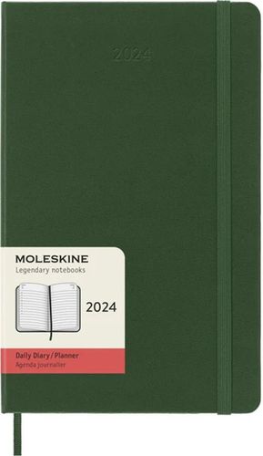 Agenda Moleskine diaria 2024 / Pd. (color verde mirto / color grande)