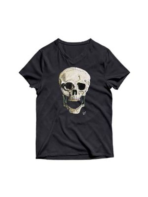 T-Shirt Para Hombre Cuello V Negra K-la-K Ojos Negros / Mediana (100% Algodón) / Perrito Guapo