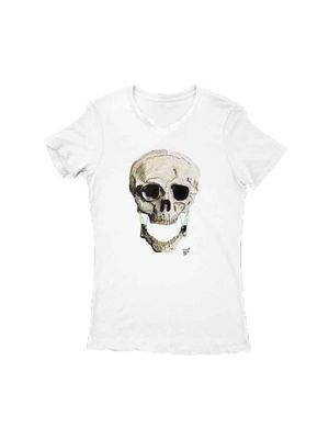 T-Shirt Para Hombre Cuello V Blanca K-la-K Ojos Negros / Grande (100% Algodón) / Perrito Guapo
