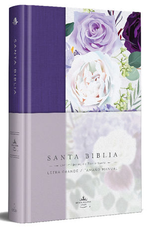 Biblia Reina Valera 1960 / Pd. (Letra grande - Tela morada con flores, tamaño manual)
