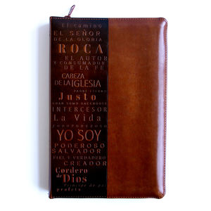 Biblia Reina Valera 1960 (Letra grande tamaño manual - Piel canela, índice y cremallera con Nombres de Dios)