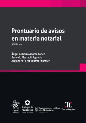 Prontuario de avisos en materia notarial / 3 Ed.