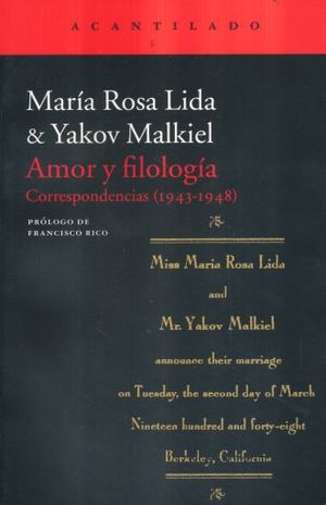 Amor y filología. Correspondencias 1943-1948