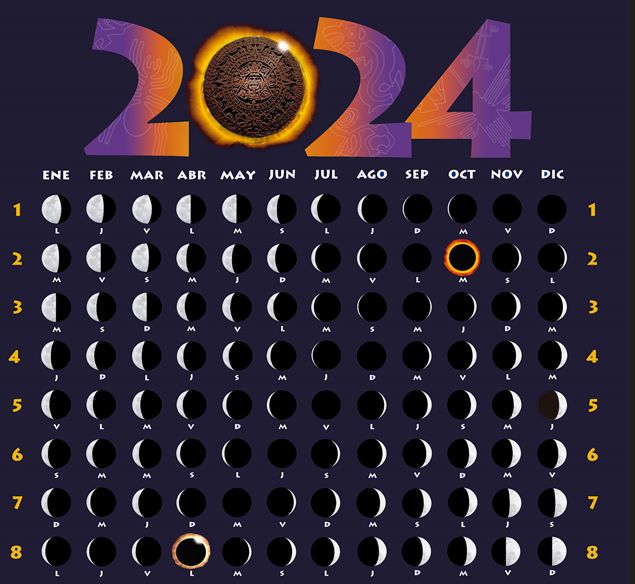 Calendario Lunar 2024 Escritorio. Calendarios. Librería El Sótano