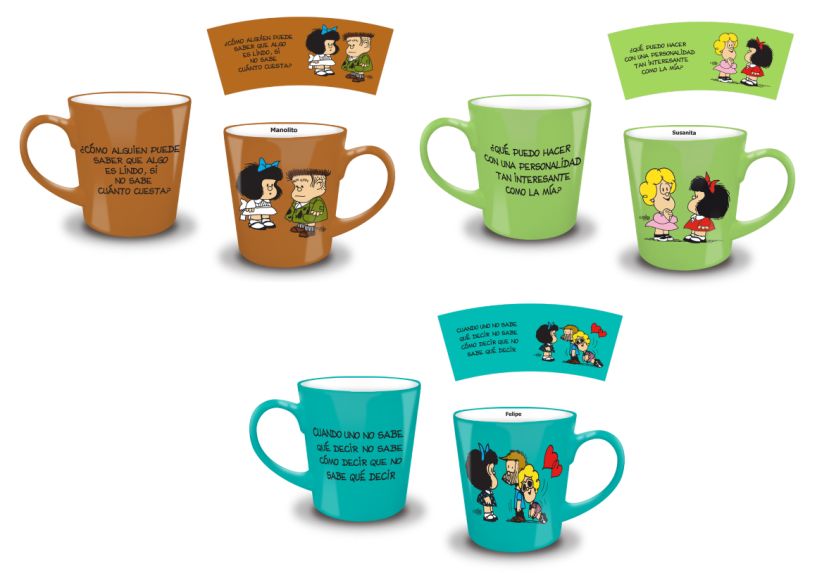 Taza Mafalda y amigos. Curiosidades, regalos y objetos de diseñador.  Librería El Sótano